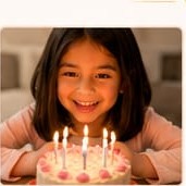 Cece celebrating with a birthday cake